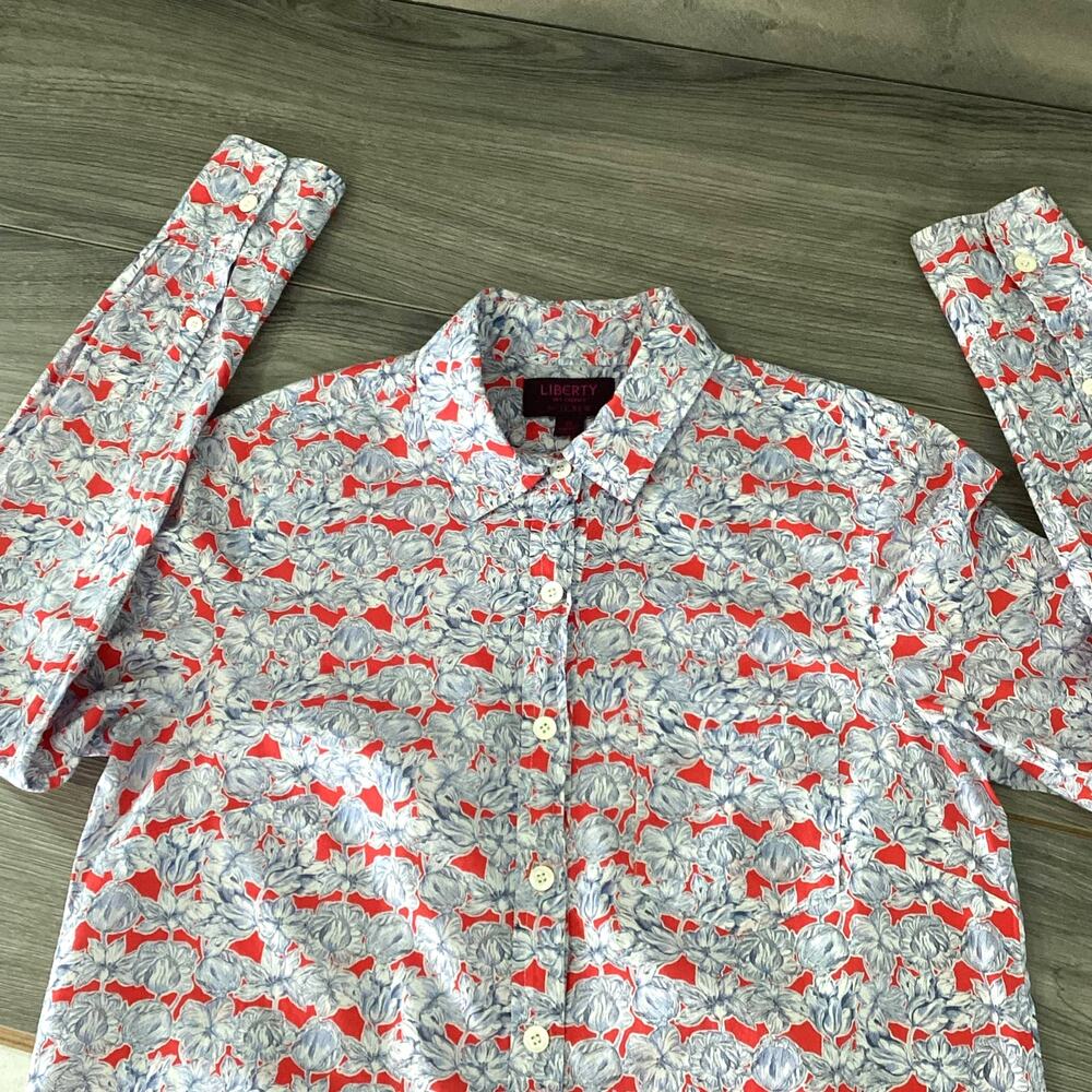 J Crew x Liberty Art Fabric Size 0 Matilda Tulip Floral Print Popover Blouse - Picture 8 of 16